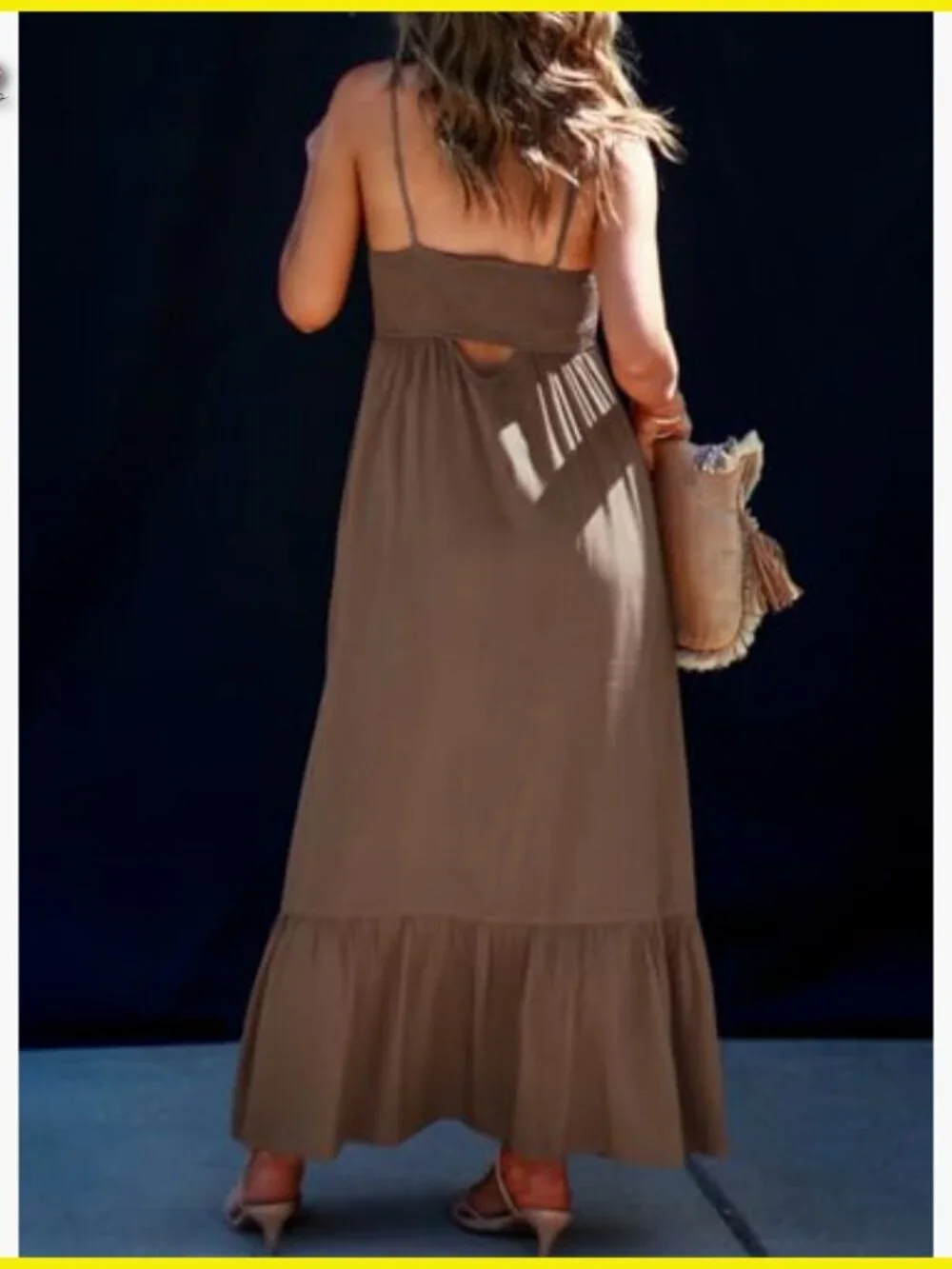 Sleeveless Smocked Maxi Dress Adjustable Spaghetti Straps Backless Boho Beach